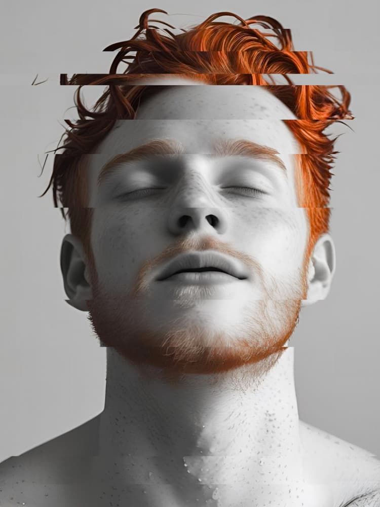 Ginger Glitch Portrait by Marianne Bassil — canvas wall art