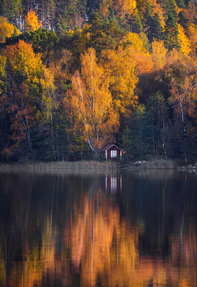 Autumn Lake Reflection by Christian Lindsten — canvas wall art