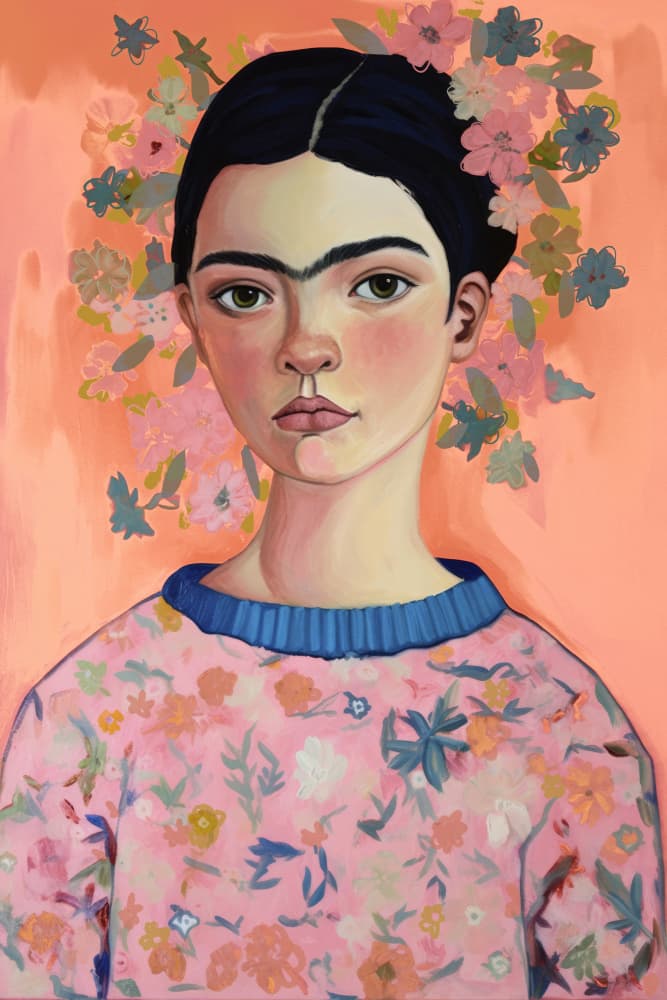 Young Frida (Peach) by Treechild — canvas wall art