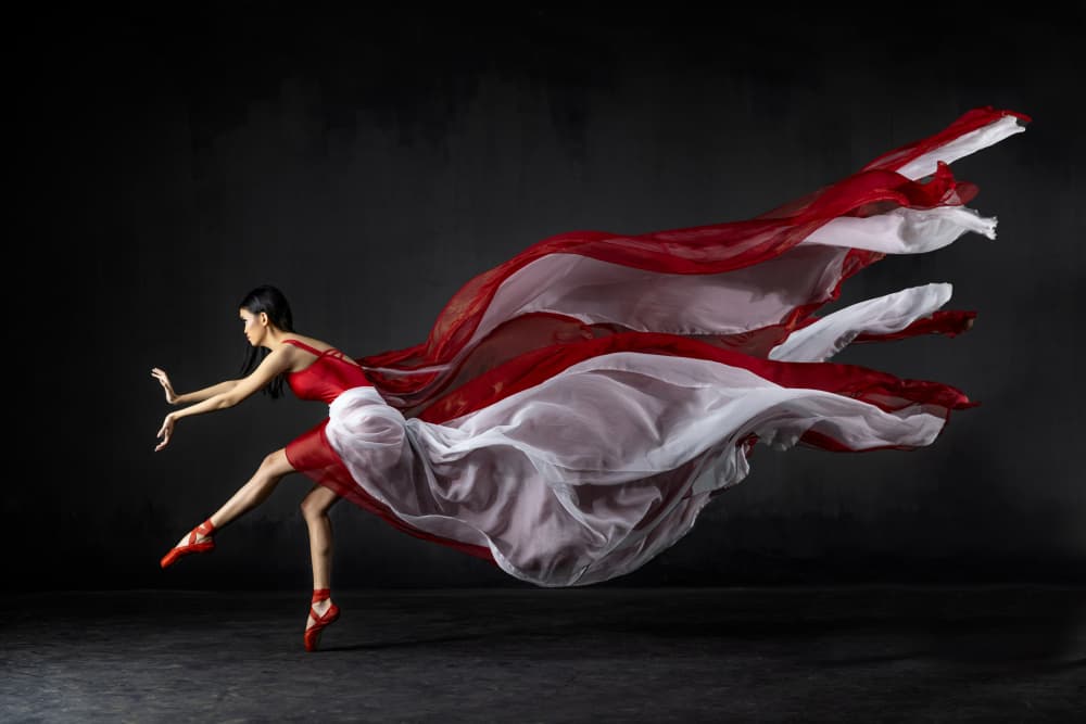 Dynamic Red Fabric Dance by Lisdiyanto Suhardjo — canvas wall art