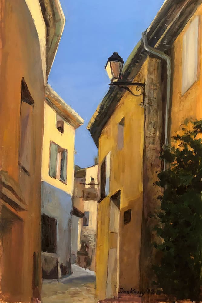 Sunny European Alley by Dora Krincy — canvas wall art