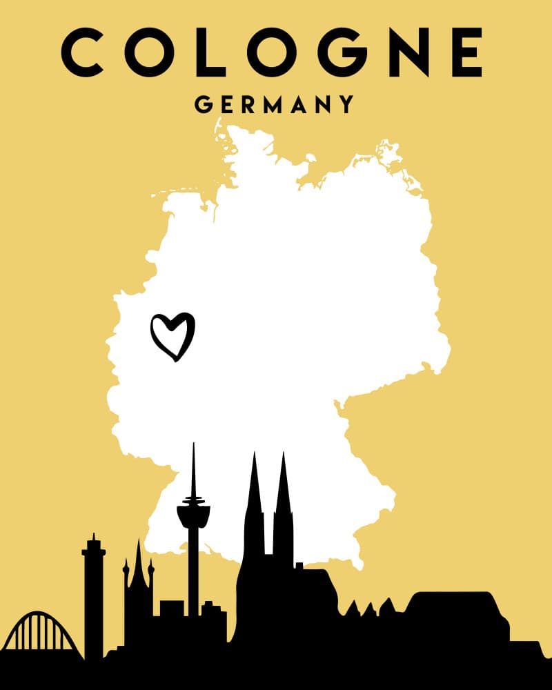 Cologne Germany Map Skyline by Emiliano Deificus — canvas wall art
