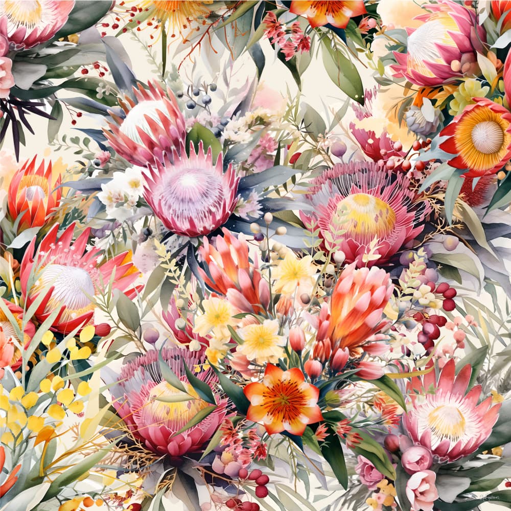 Vibrant Protea Blooms by Sue Skellern — canvas wall art