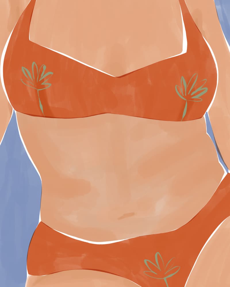 Orange Bikini Woman by Ivy Green Illustrations — canvas wall art
