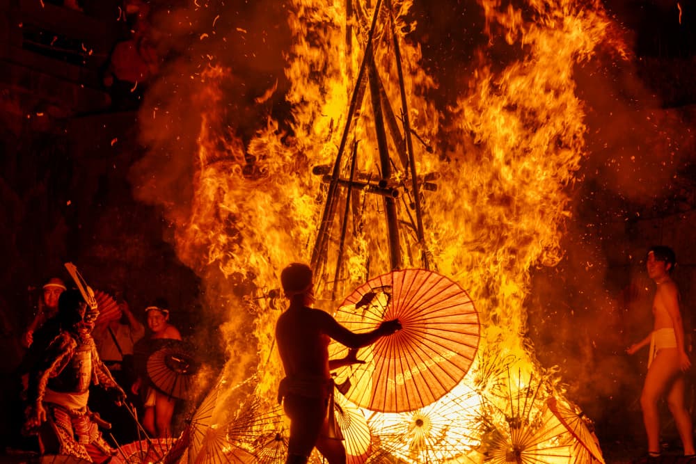 Night Fire Ceremony by Yasutaka Sameshima — canvas wall art