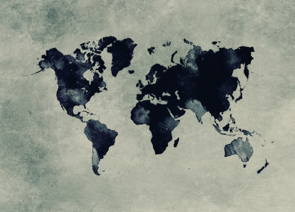 Vintage World Map by Justyna Jaszke — canvas wall art