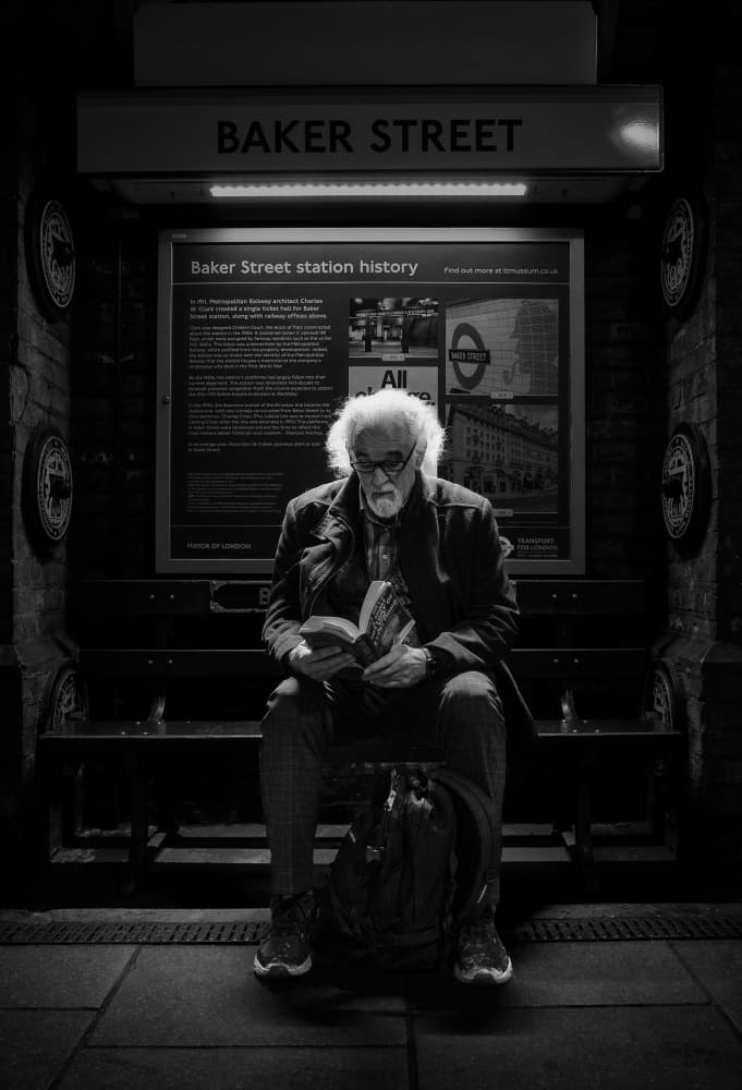 Man Reading Baker Street by Selaru Ovidiu — canvas wall art