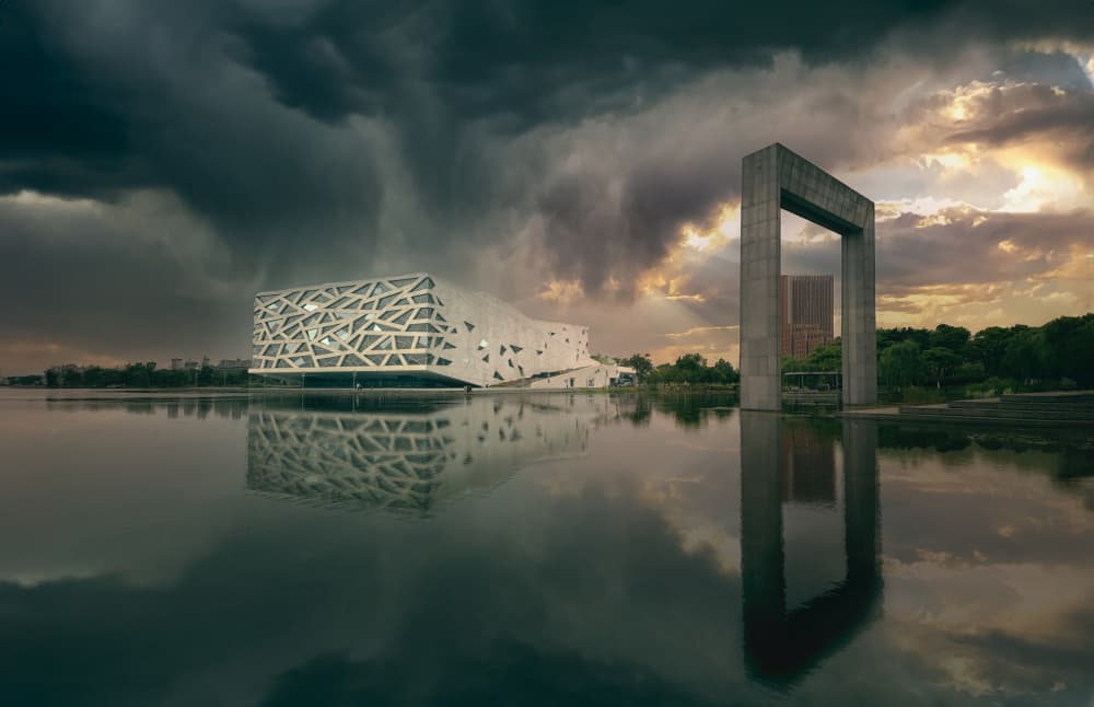 Dramatic Modern Reflections by Larry Deng APA — canvas wall art