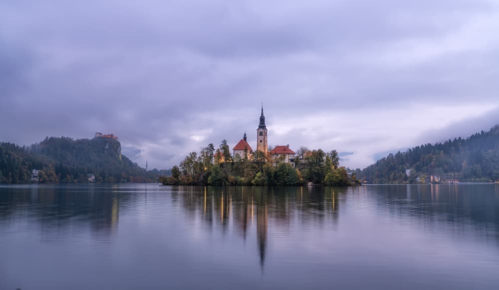 Lake Bled Island Morning by Chong Q. Wu — canvas wall art