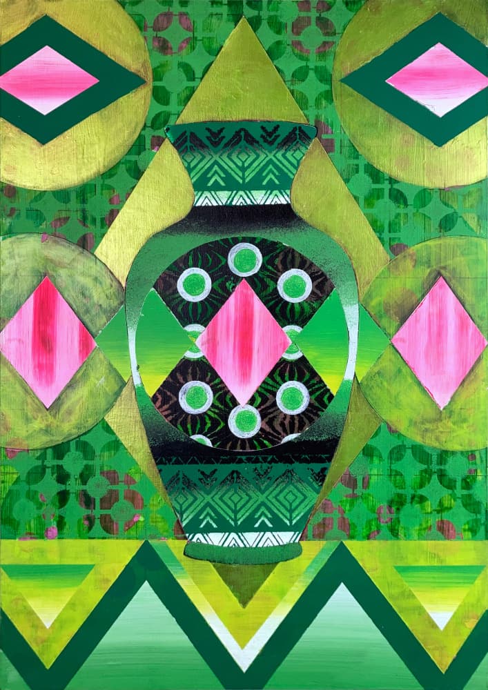 Vibrant Geometric Vase by David Galan — canvas wall art