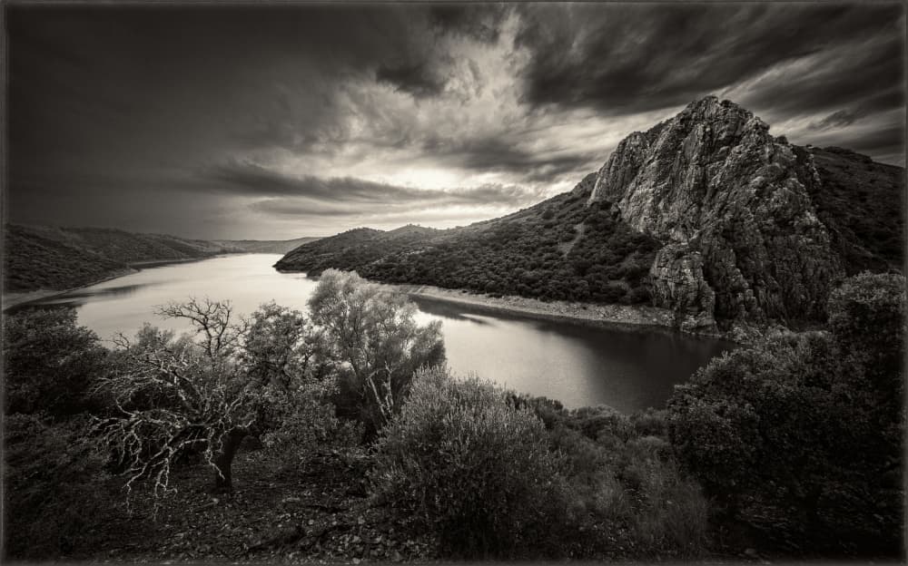 Moody Mountain Lake by Manuel Ponce Luque — canvas wall art