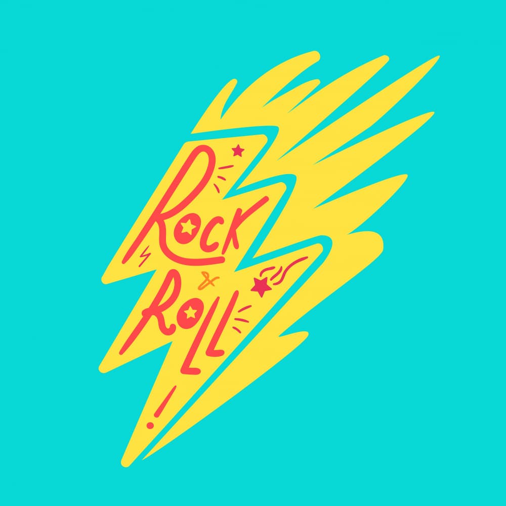Rock Roll Lightning Bolt by Marika Barsrsind — canvas wall art