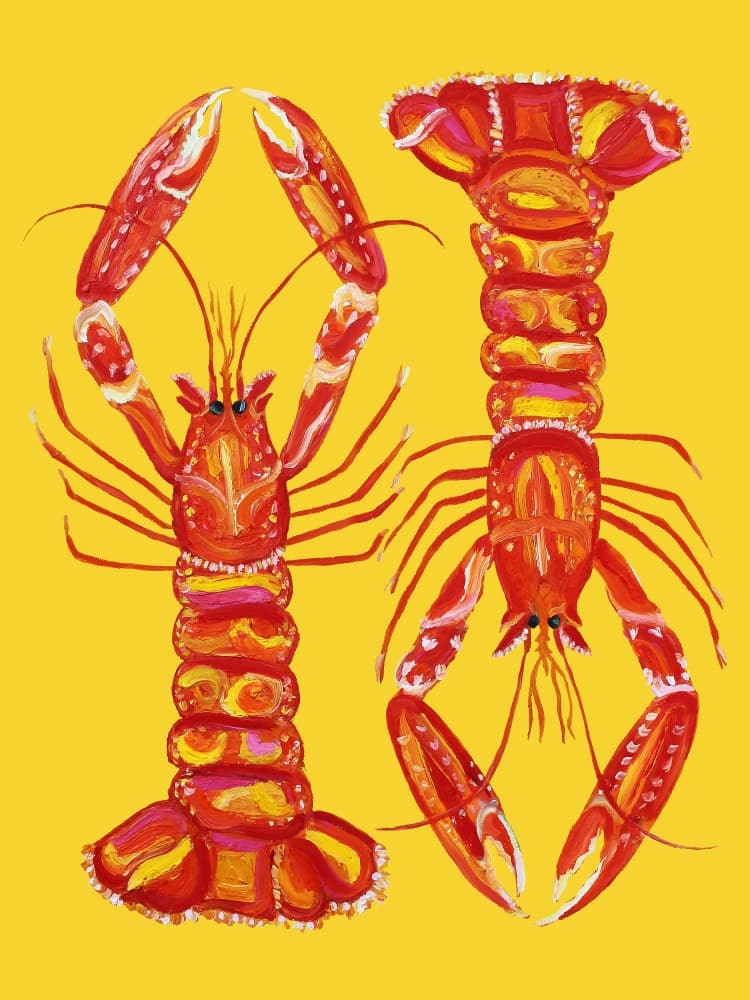 Vibrant Lobster Pair by Alice Straker — canvas wall art