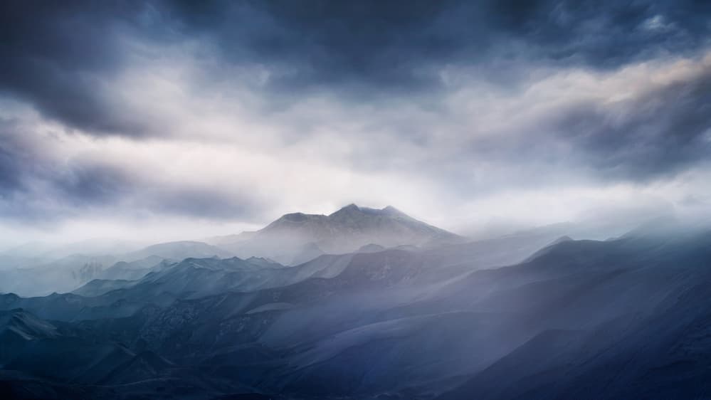 Misty Blue Mountains by Rudi Gunawan — canvas wall art