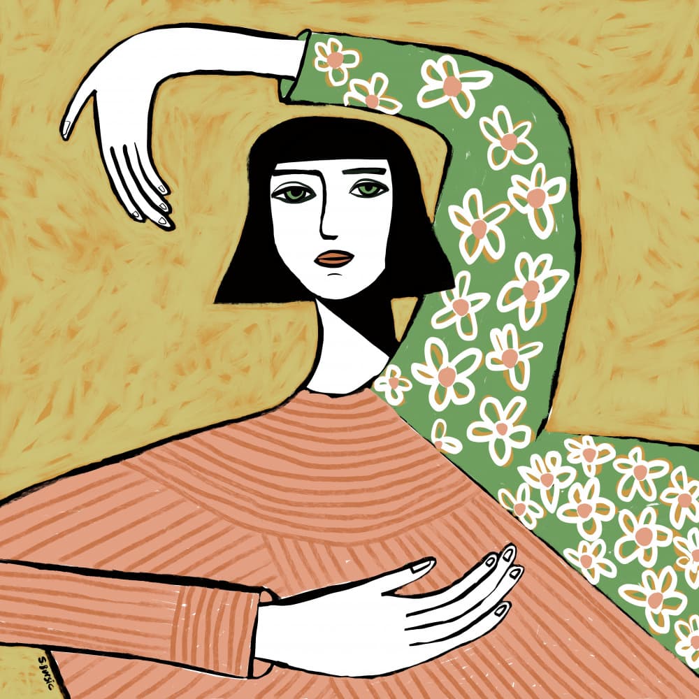 Woman in Green Florals by Sharyn Bursic — canvas wall art