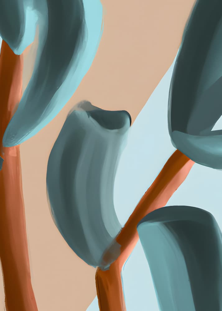 Abstract Teal Forms by Merel Takken — canvas wall art
