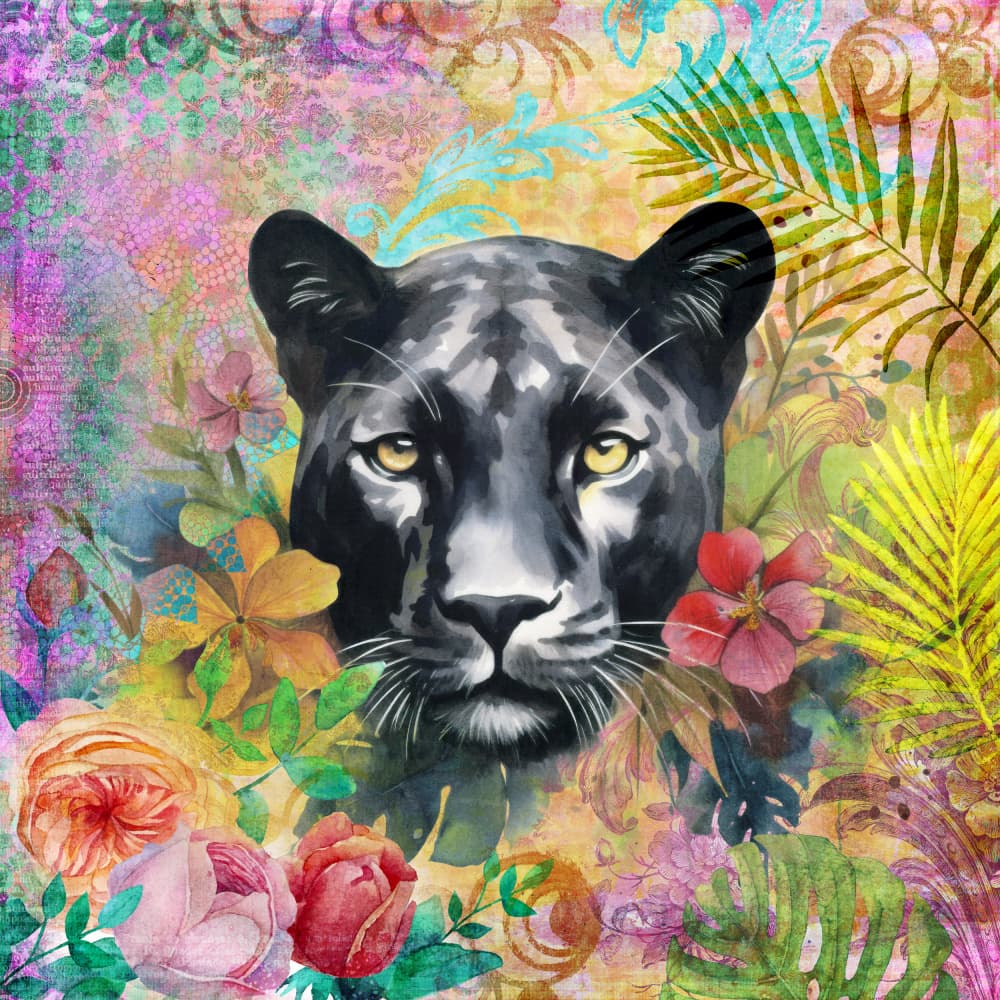Tropical Panther Portrait by Andrea Haase — canvas wall art