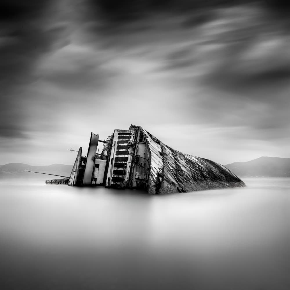 Long Exposure Shipwreck by George Digalakis — canvas wall art