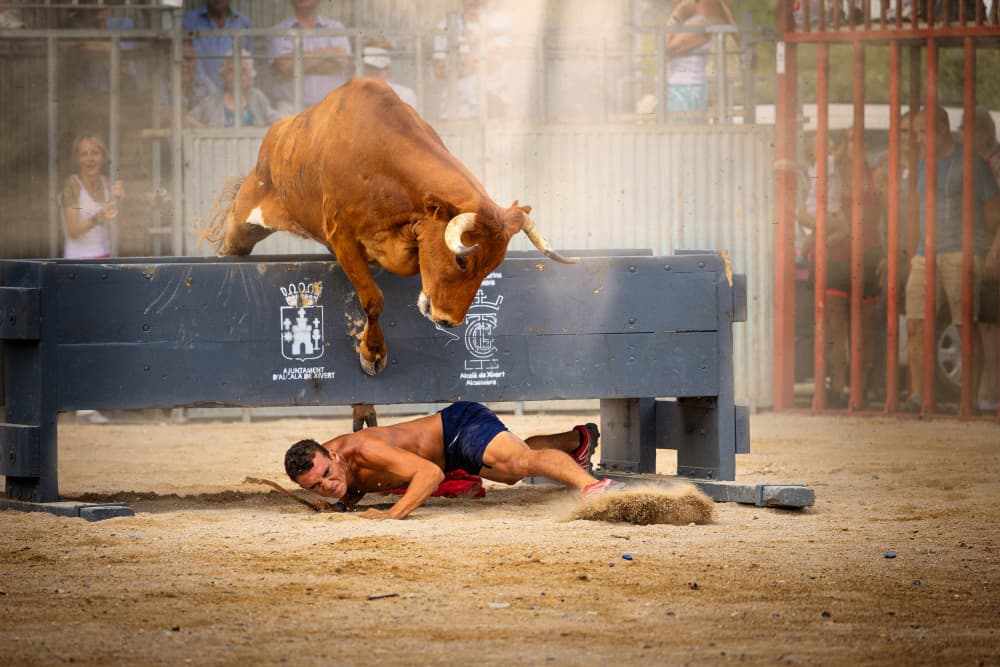 Bull Leap Over Man by Gustavo Ribes — canvas wall art