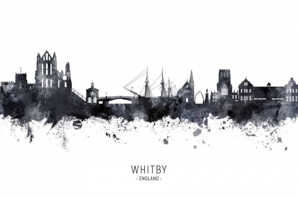 Whitby Abbey Silhouette by Michael Tompsett — canvas wall art