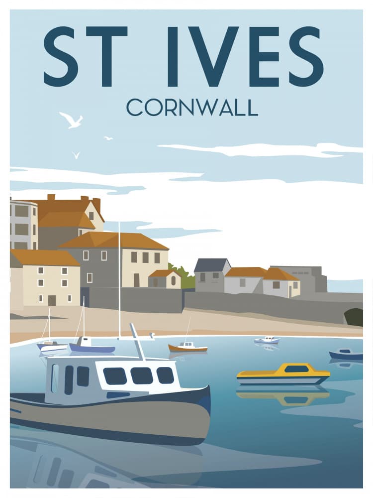 St Ives Cornwall Harbor by Retrodrome — canvas wall art