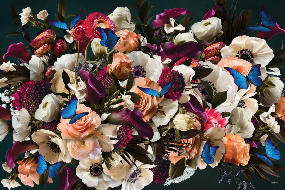 Dark Floral Butterflies by Sue Skellern — canvas wall art