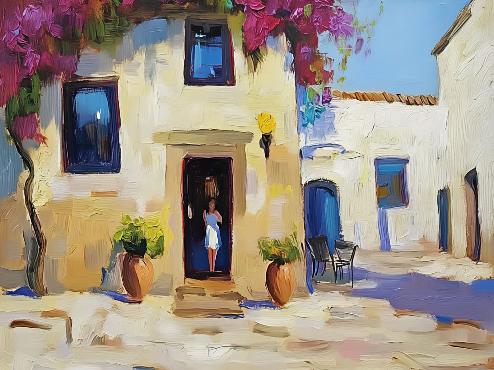 Bougainvillea Village Doorway by Avanesova Elena — canvas wall art
