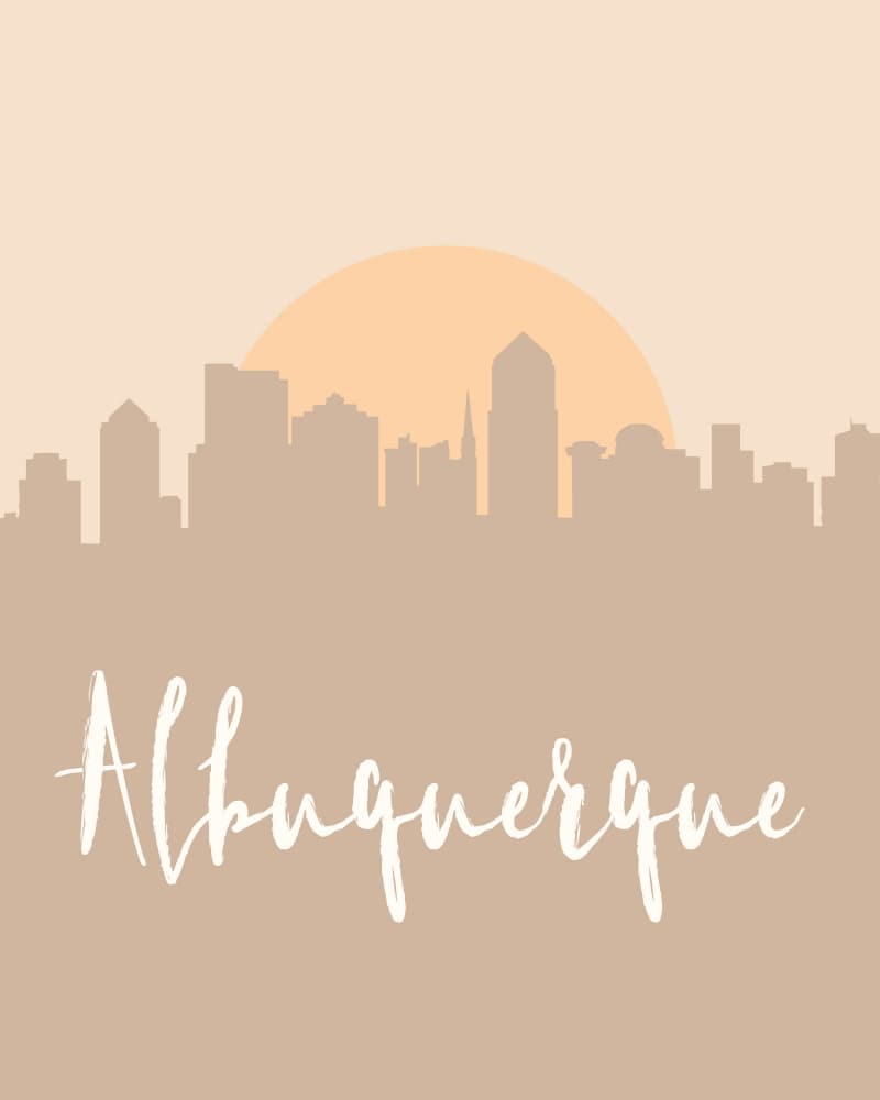 Albuquerque Skyline Sunset by Emiliano Deificus — canvas wall art