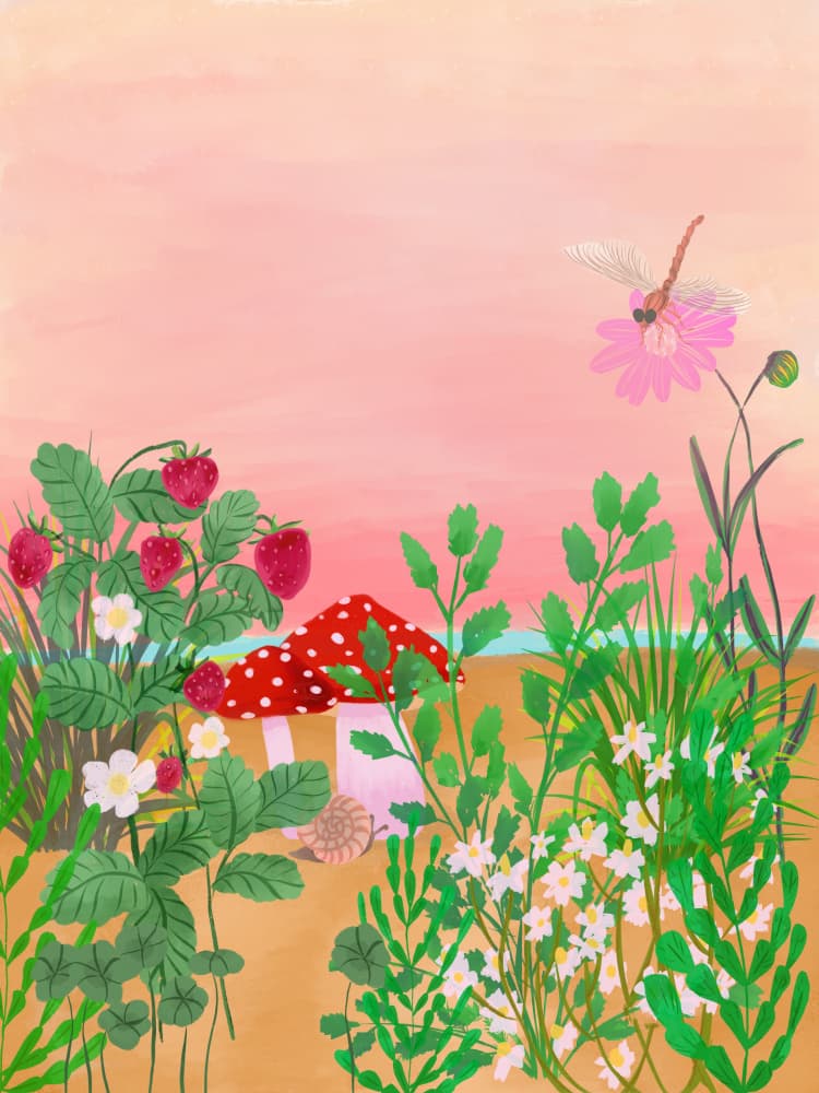 Whimsical Strawberry Garden by Aliya Putrus — canvas wall art