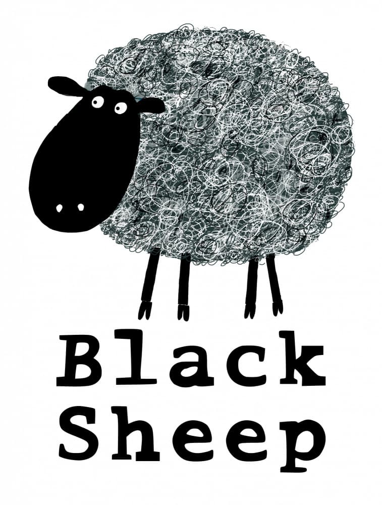 Whimsical Black Sheep by Carla Daly — canvas wall art