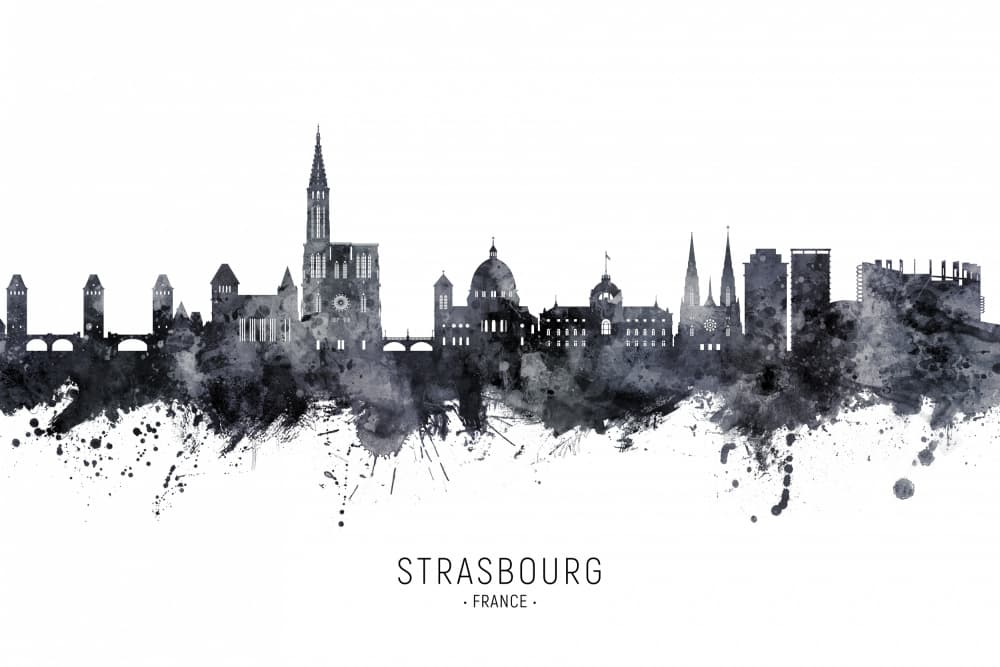 Strasbourg City Silhouette by Michael Tompsett — canvas wall art