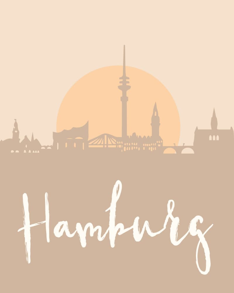 Hamburg City Skyline Sunset by Emiliano Deificus — canvas wall art