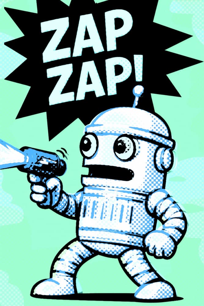Retro Robot Zap by ERM — canvas wall art