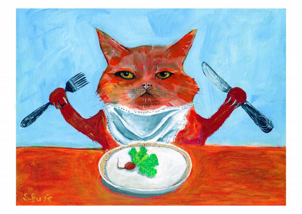 Fussy Feline Feast by Sharyn Bursic — canvas wall art