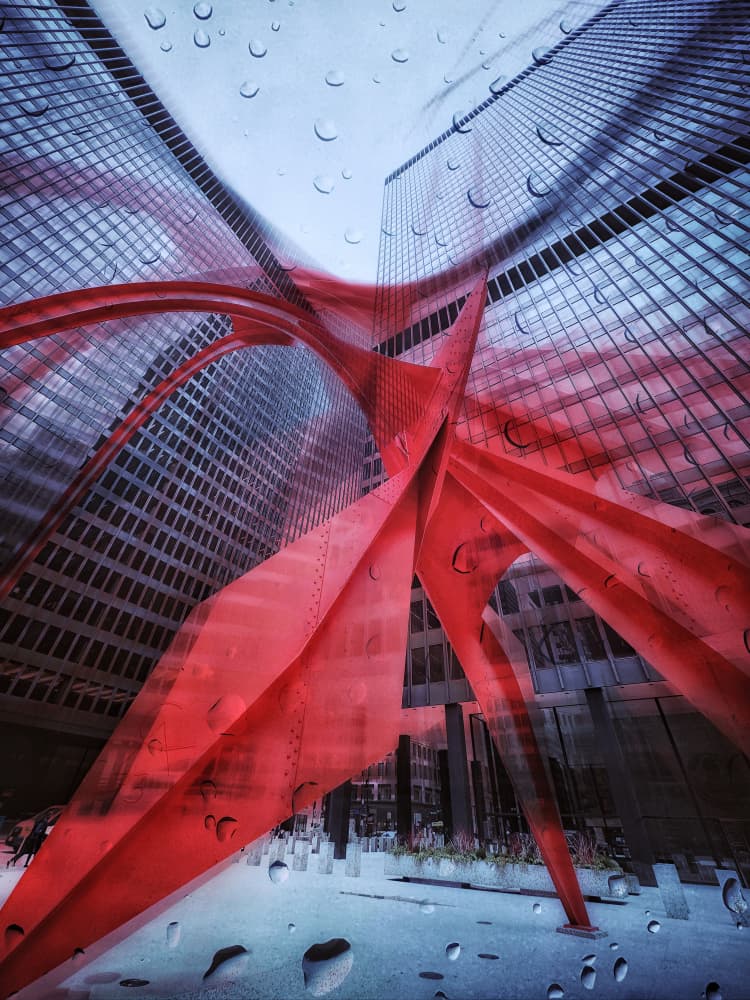 Red Urban Abstract Layers by Yimei Sun — canvas wall art