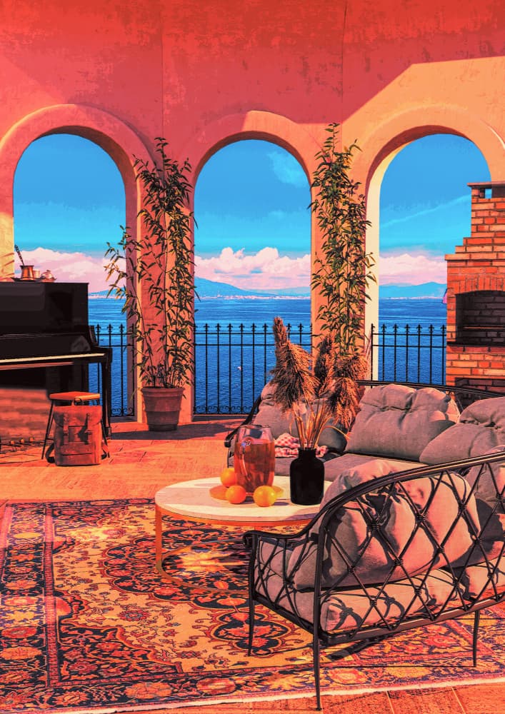 Mediterranean Terrace View by CosmoZach — canvas wall art