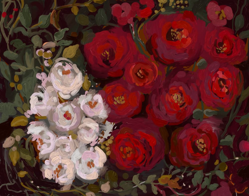 Dark Floral Painting by Josie George — canvas wall art