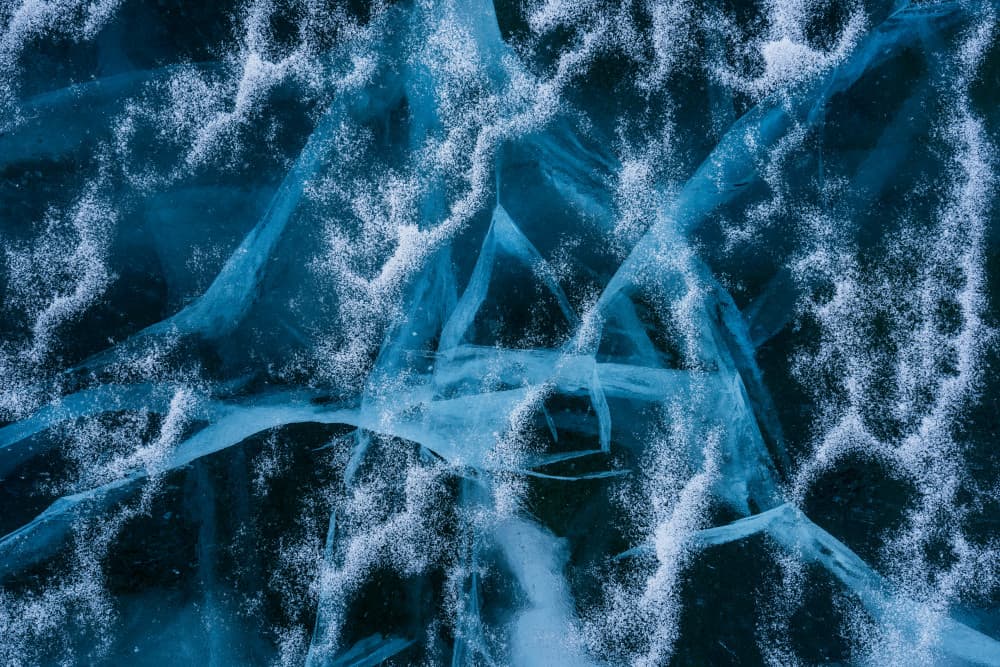 Frosted Blue Ice Cracks by Szabo Zsolt Andras — canvas wall art