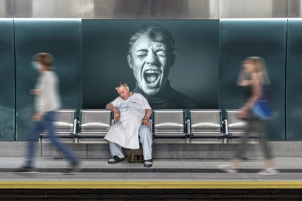Subway Sleeper and Scream by Marcel Egger — canvas wall art