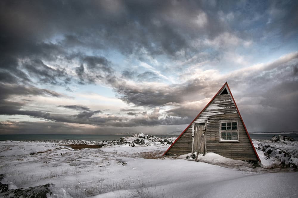 Solitary A-Frame Winter Cabin by Þorsteinn H. Ingibergsson — canvas wall art