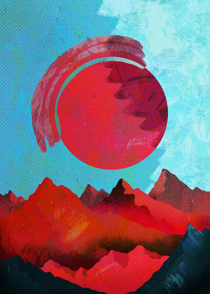 Red Sun Mountains by Stephen Wade — canvas wall art