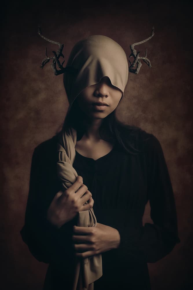 Blindfolded Horned Spirit by Hari Sulistiawan — canvas wall art