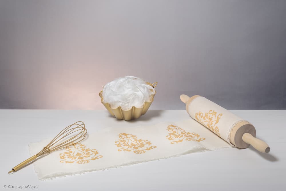 Golden Baking Essentials by Christophe Verot — canvas wall art