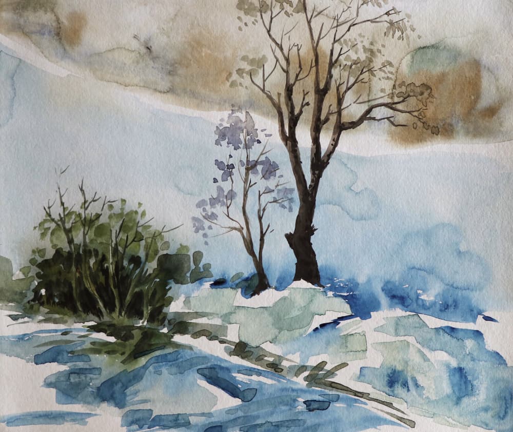 Winter River Serenity by Santhosh ch — canvas wall art