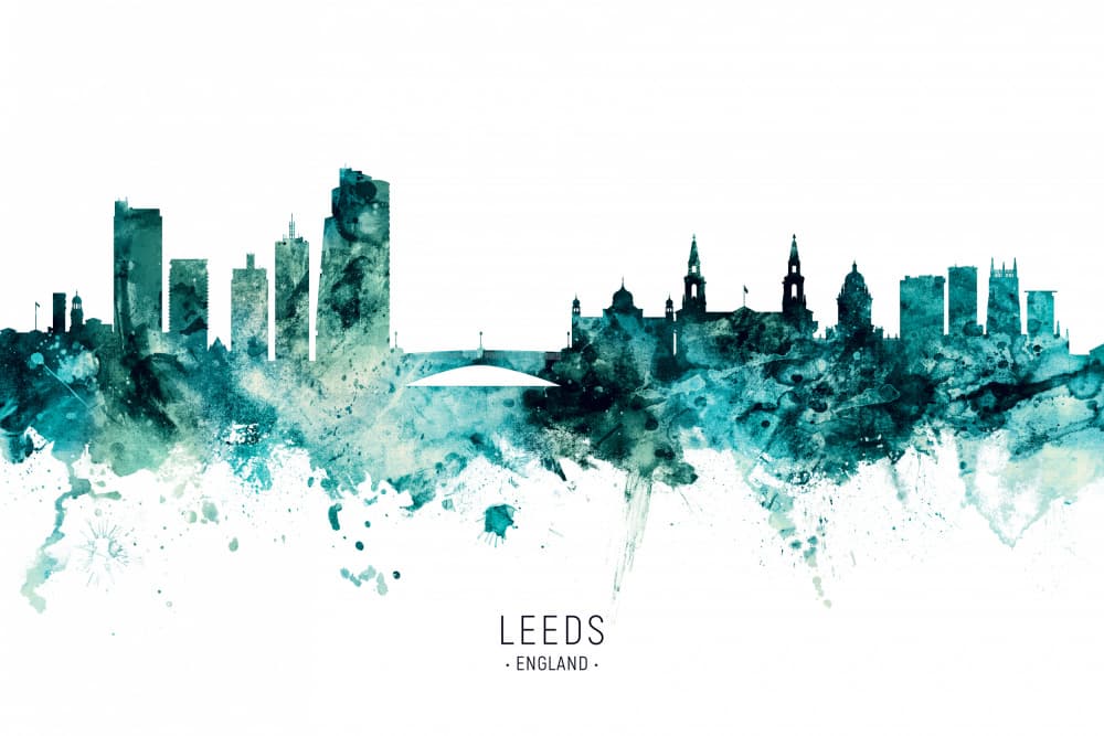 Leeds England Cityscape by Michael Tompsett — canvas wall art