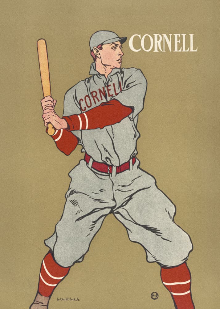 Vintage Drawing of a Baseball Player Holding a Bat by Edward Penfield — canvas wall art