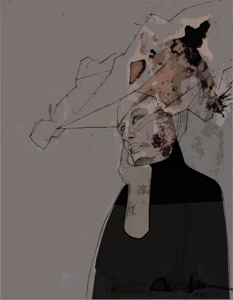 Abstract Pensive Woman by Doris Schmitz — canvas wall art