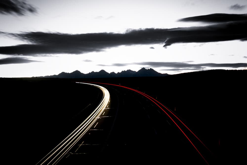 Night Highway Light Trails by Dusan Ignac — canvas wall art