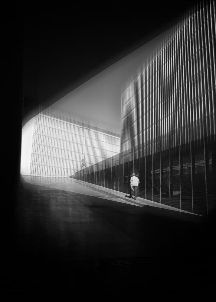 Man In Modern Architecture by Jorge Pimenta — canvas wall art