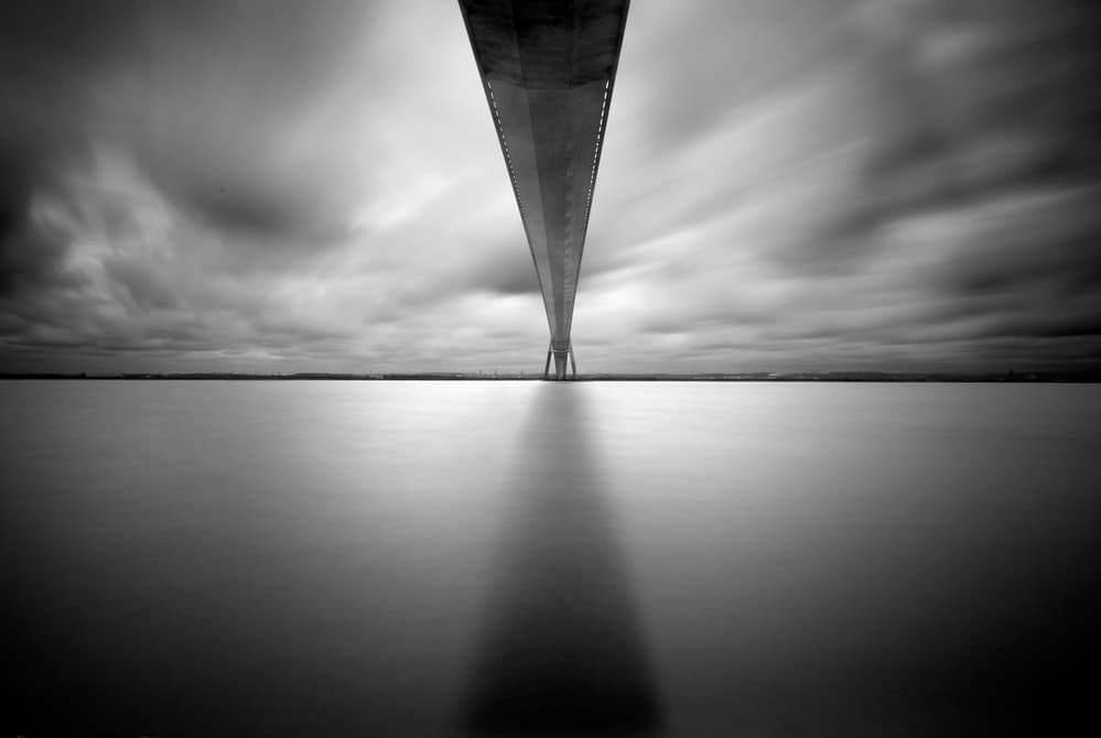 Monochrome Bridge Vista by Robbert Mulder — canvas wall art